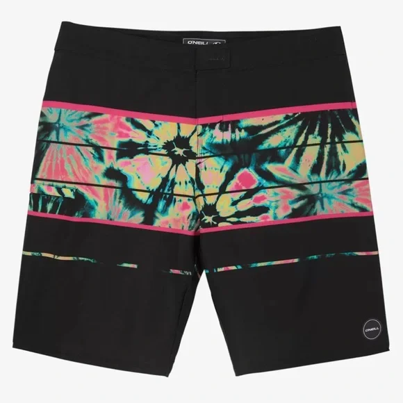 NWT O'Neill "Hyperfreak Hydro Wanderer" Fuschia Tie-Dye 20" Boardshorts Size 28 - Picture 4 of 6